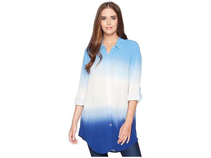 Green Dragon Dip-dyed Crinkle Gauze Big Sur Boyfriend Shirt (indigo) Women's Clothing