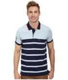 U.s. Polo Assn. Slim Fit Color Block Jersey Polo (yale Blue Heather) Men's Short Sleeve Pullover