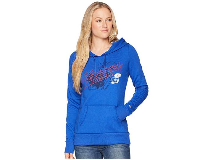 Champion College Kansas Jayhawks Eco University Fleece Hoodie (royal) Women's Sweatshirt