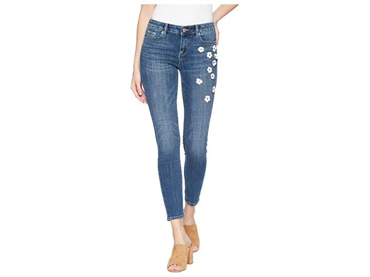 Cece Floral Embellished Classic Skinny Jeans (true Blue) Women's Jeans