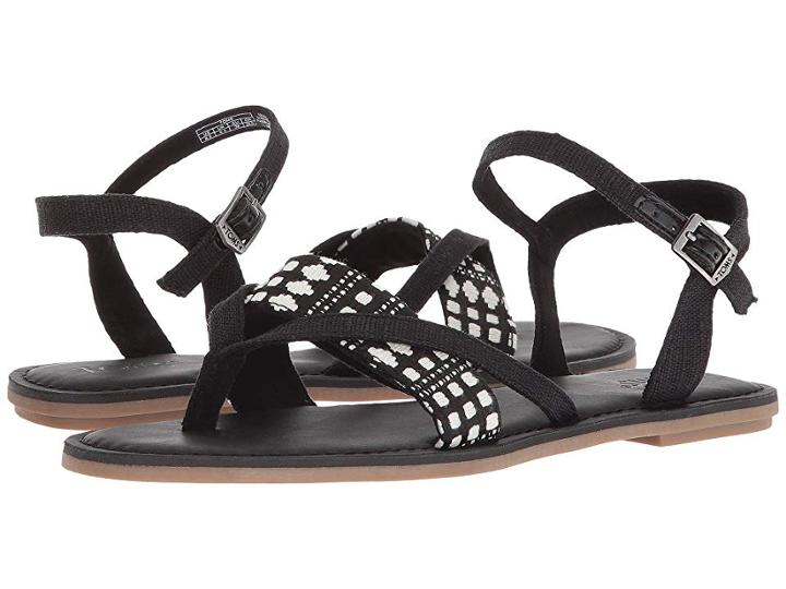 Toms Lexie Sandal (black Heritage Canvas/diamond Tribal) Women's Sandals