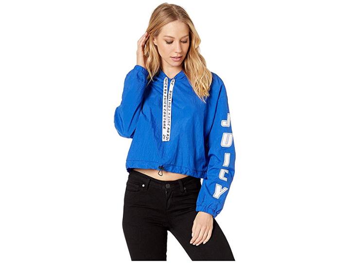 Juicy Couture Juicy 1997 Nylon Logo Hoodie (getty Blue) Women's Clothing