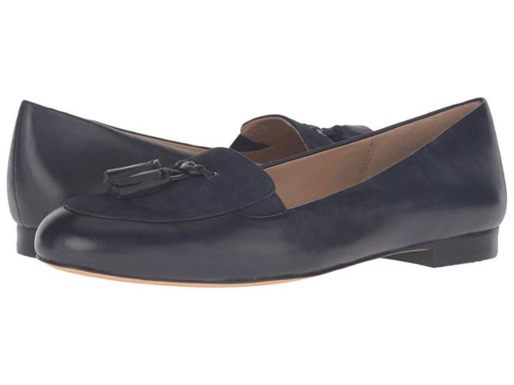 Trotters Caroline (navy Soft Nappa Leather/kid Suede) Women's Flat Shoes