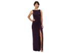 Adrianna Papell Draped Venecian Jersey Gown With Sequin Embroidered Lace (aubergine) Women's Dress