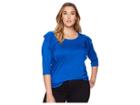 Karen Kane Plus Plus Size 3/4 Sleeve Ruffle Top (royal) Women's Clothing