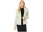 Calvin Klein Floral Shawl Collar Open Soft Jacket (khaki Multi) Women's Coat