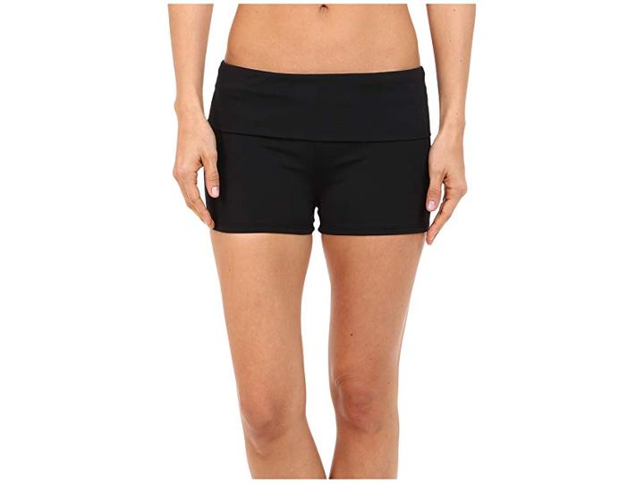 La Blanca Island Goddess Fold-over Boyshorts (black) Women's Swimwear