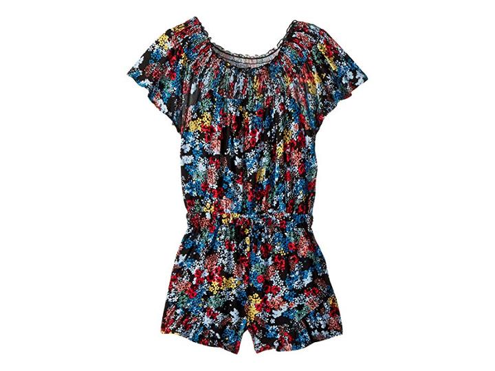 Ella Moss Girl All Over Print Voile Romper (big Kids) (black/floral) Girl's Jumpsuit & Rompers One Piece