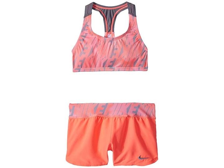 Nike Kids Amp Axis Racerback Sport Top Short Set (big Kids) (hot Punch) Girl's Swimwear Sets
