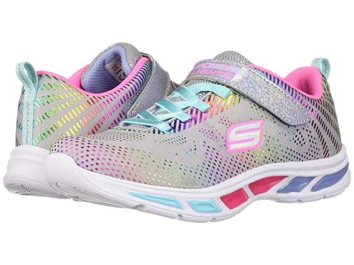 Skechers Kids Litebeams 10959l Lights (little Kid/big Kid) (gray/multi) Girl's Shoes