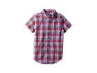 Janie And Jack Short Sleeve Button Up Shirt (toddler/little Kids/big Kids) (red Navy Plaid) Boy's Clothing