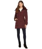 Kenneth Cole New York Oxford Hooded Anorak W/ Removable Faux Fur Collar (sangria) Women's Coat