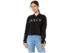 Juicy Couture Lacing French Terry Bomber Jacket (pitch Black) Women's Clothing
