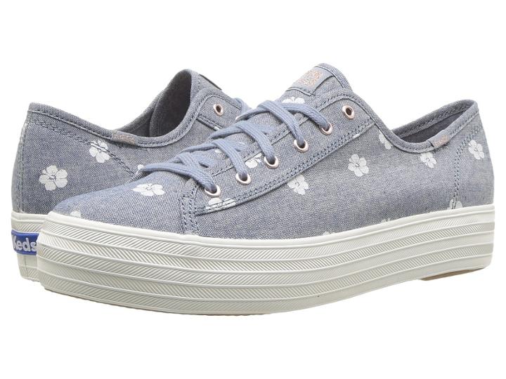 Keds Triple Kick Hibiscus (blue) Women's Lace Up Casual Shoes