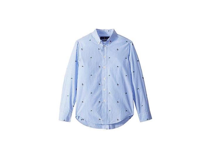 Polo Ralph Lauren Kids Striped Stretch Cotton Shirt (big Kids) (dark Blue Multi) Boy's Long Sleeve Button Up