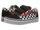 Vans Kids Old Skool V (little Kid/big Kid) ((checkerboard) Black/red/true White) Boys Shoes