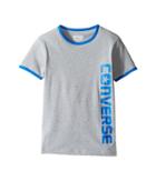 Converse Kids Short Sleeve Ringer Wordmark (big Kids) (dark Gray Heather/black Nepp) Boy's Clothing
