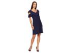 American Rose Sloan Cold Shoulder Ruffle Dress (navy) Women's Dress