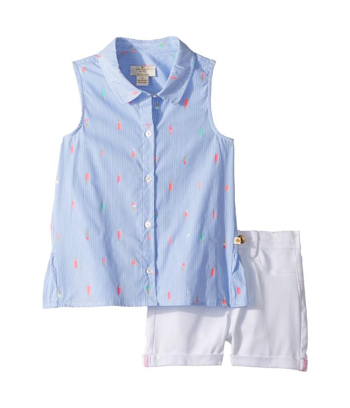 Kate Spade New York Kids Mini Ice Pops Shorts Set (toddler/little Kids) (blue Bonnet/fresh White) Girl's Active Sets