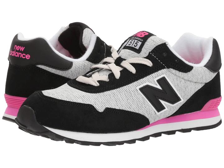 New Balance Kids Kl515v1y (little Kid/big Kid) (black/pink Glo) Girls Shoes