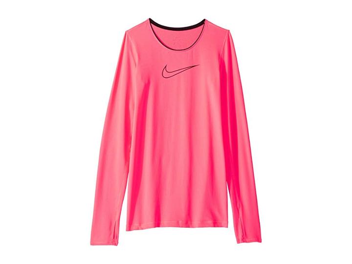 Nike Kids Pro Long Sleeve Top (little Kids/big Kids) (racer Pink/black/black) Girl's Clothing