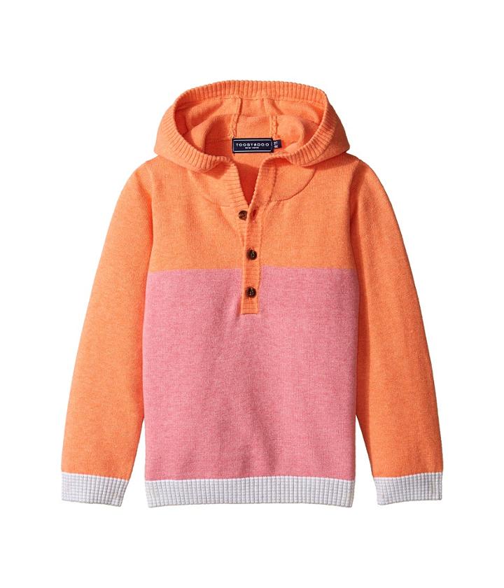 Toobydoo Pink Henley Hoodie (infant/toddler) (pink/orange) Girl's Sweatshirt