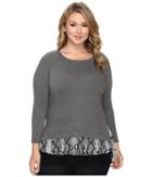 Karen Kane Plus Plus Size Snake Print Inset Sweater Top (dark Heather Grey/black) Women's Sweater