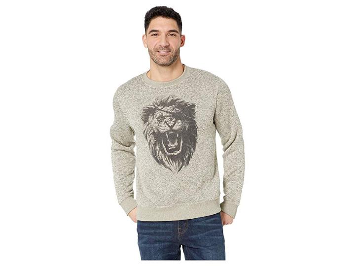 Lucky Brand Fleece Monster Crew Neck Sweatshirt (cream) Men's Sweatshirt