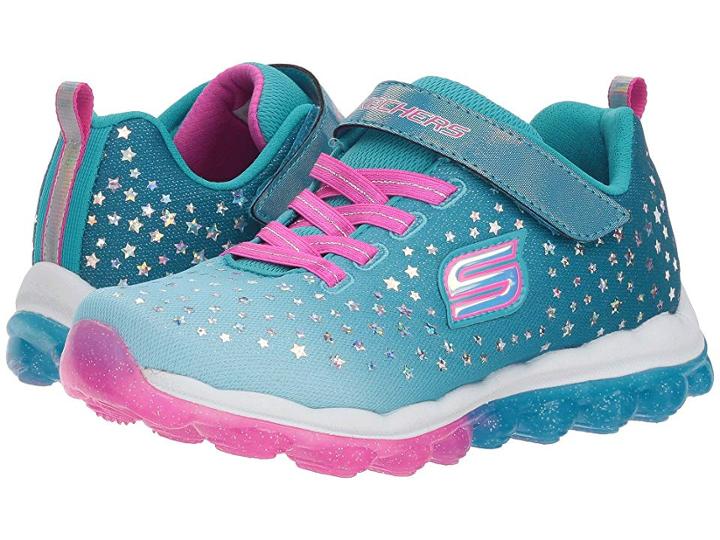 Skechers Kids Skech-air Jump Star 80144l (little Kid/big Kid) (turquoise/neon Pink) Girl's Shoes