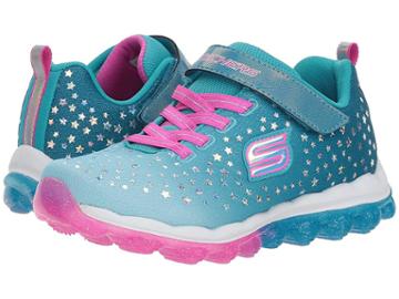 Skechers Kids Skech-air Jump Star 80144l (little Kid/big Kid) (turquoise/neon Pink) Girl's Shoes