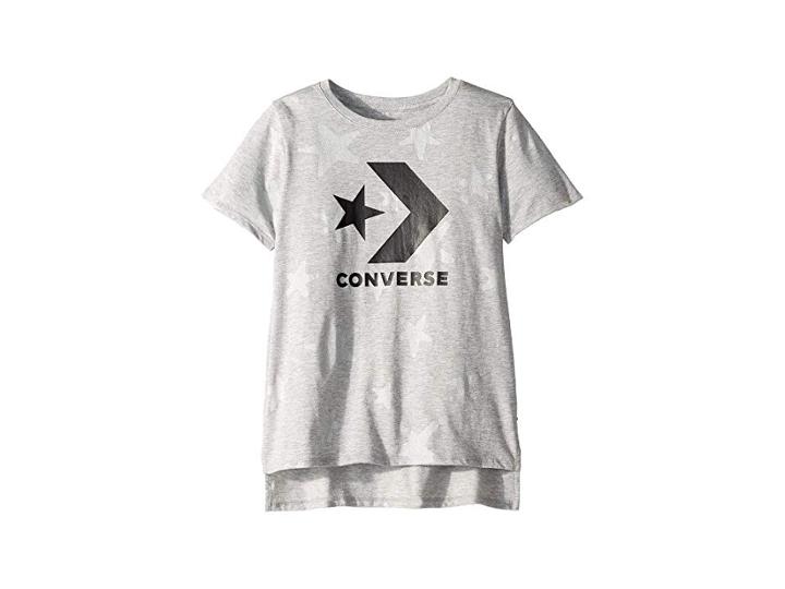 Converse Kids Grafitti Star Chevron Knit Top (big Kids) (dark Grey Heather) Girl's Clothing