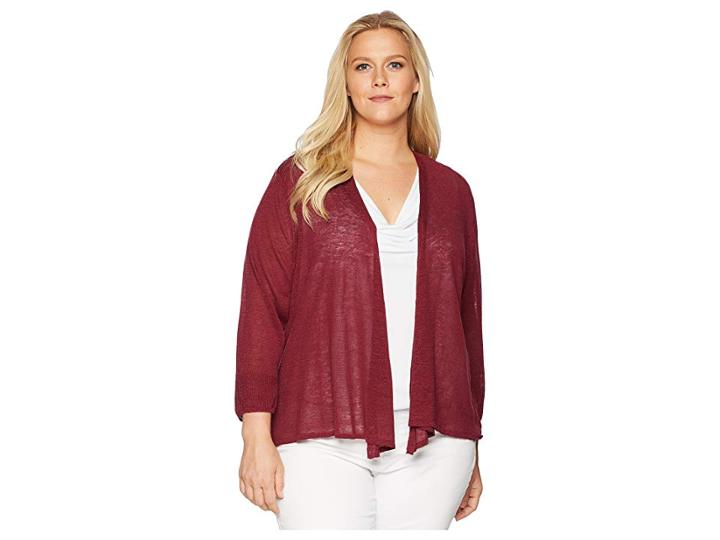 Nic+zoe Plus Size Four-way Cardy (raisin) Women's Sweater