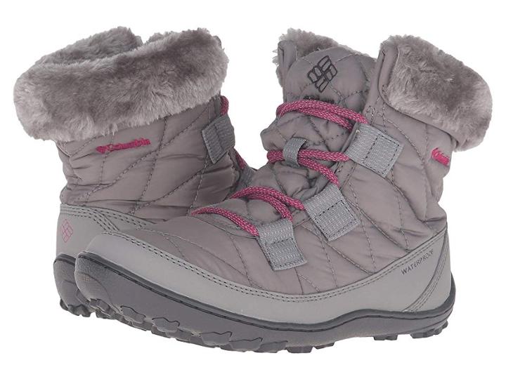 Columbia Kids Minx Shorty Omni-heat Waterproof (little Kid/big Kid) (light Grey/deep Blush) Kids Shoes