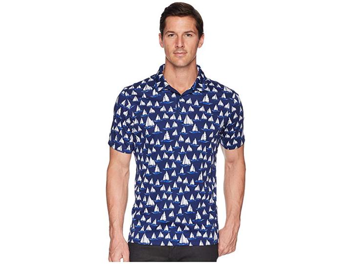 Bugatchi Short Sleeve Three-button Knit Polo (navy) Men's Clothing
