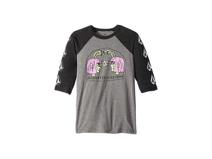Volcom Kids Cosmic Clash Raglan (big Kids) (charcoal Heather) Girl's Long Sleeve Pullover