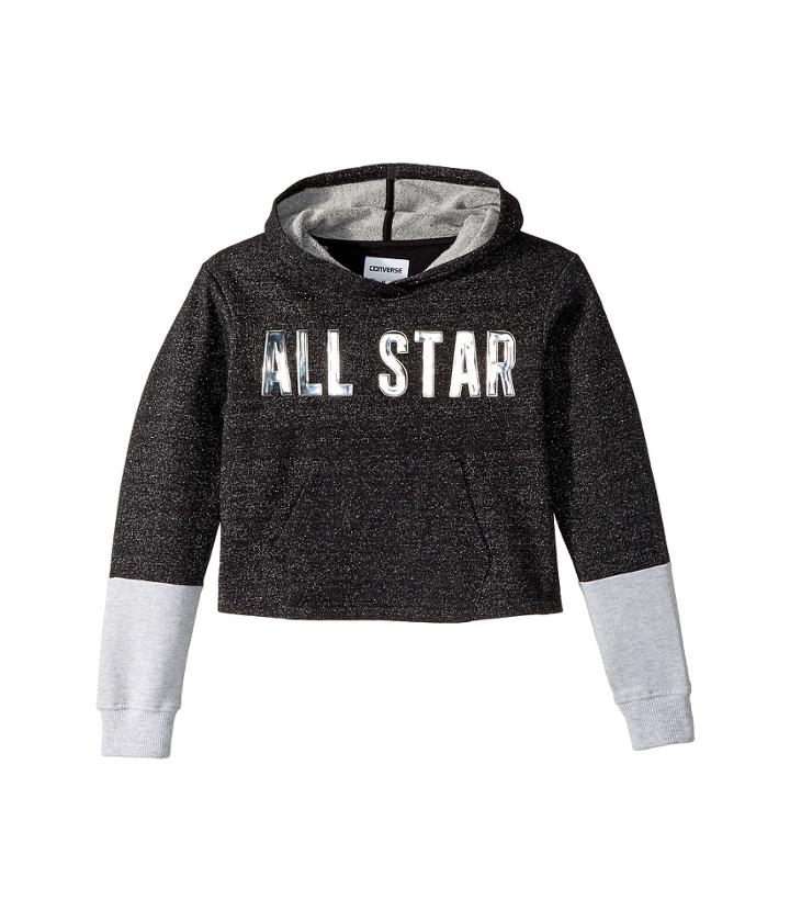 Converse Kids Lurex Fleece Pullover (big Kids) (black) Girl's Sweatshirt