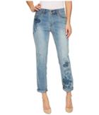 Tribal Embroidered Girlfriend Pant Soft Denim In Classic Blue (classic Blue) Women's Jeans