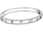 Michael Kors Heritage In Full Bloom Pave Rimmed Bangle With Mk Logo (silver) Bracelet
