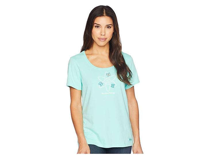 Life Is Good Positive Energy Butterflies Crusher Scoop Neck Tee (cool Aqua) Women's T Shirt