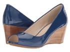 Cole Haan Sadie Open Toe Wedge 65mm (navy Peony Patent) Women's Wedge Shoes