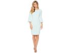 Calvin Klein Circle Trim At Bell Sleeve Cuff Sheath Cd8c16hm (seaspray) Women's Dress