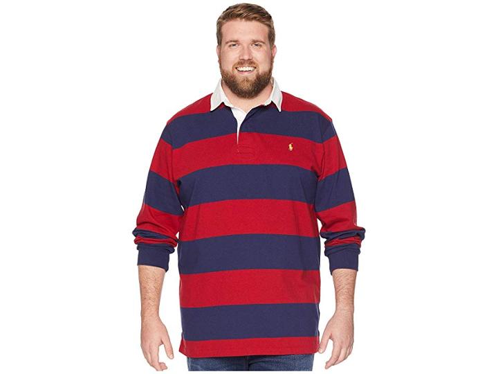 Polo Ralph Lauren Big Tall Rugby Polo (eaton Red/newport Navy) Men's Clothing