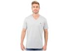 Lacoste Short Sleeve Pima Jersey V-neck T-shirt (silver Grey Chine) Men's Short Sleeve Pullover