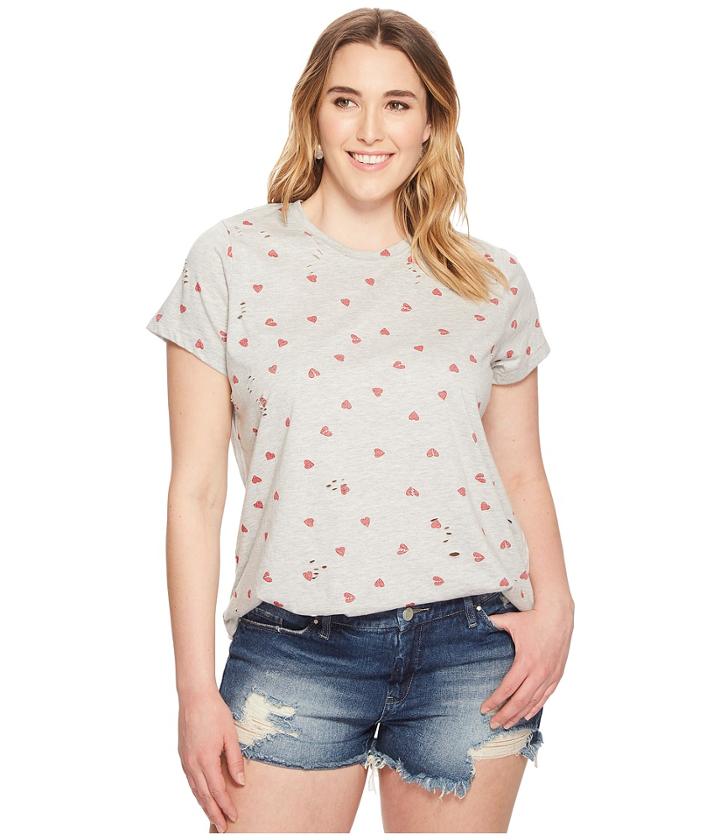 Lucky Brand Plus Size All Over Hearts Tee (heather Grey) Women's T Shirt