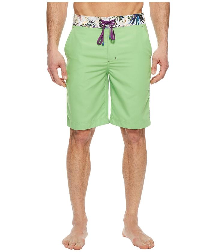 Robert Graham Dos Rios Woven Swim Boardshorts (green) Men's Swimwear