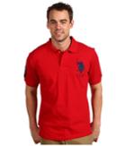 U.s. Polo Assn. Solid Polo With Big Pony (red/navy Pp) Men's Short Sleeve Pullover