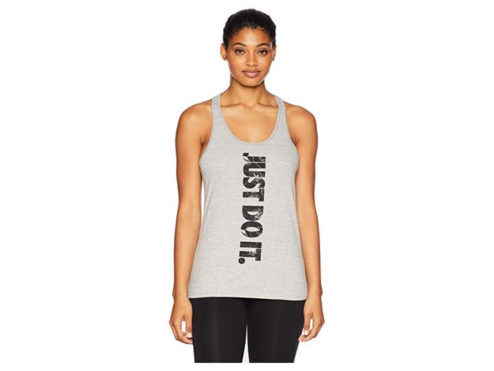 Nike Dri-fittm Cotton Just Do It Dry Tank Top (dark Grey Heather) Women's Sleeveless