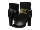 Just Cavalli Peep Toe Bootie With Gold Hardware (black) Women's Boots
