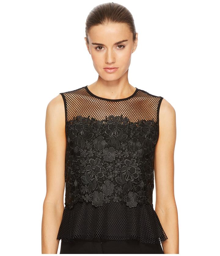 Sportmax Nero Sleeveless Floral Top (black/black) Women's Clothing