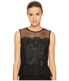Sportmax Nero Sleeveless Floral Top (black/black) Women's Clothing